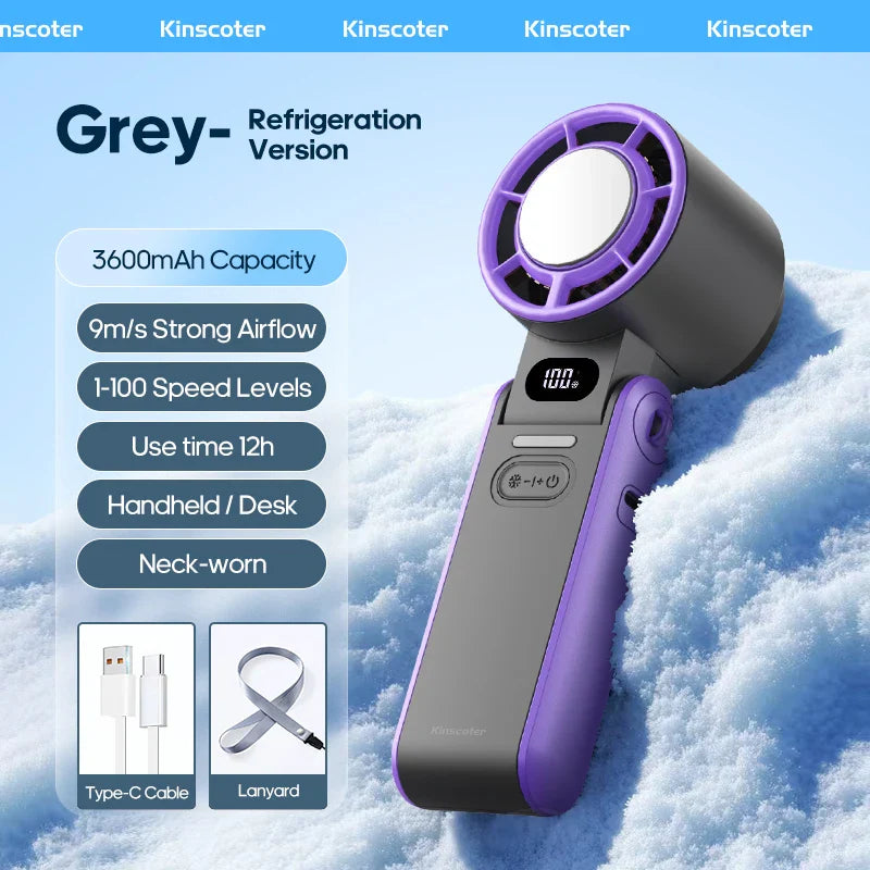 ChillFlow™ Turbo Handheld Fan – 3600mAh Rechargeable