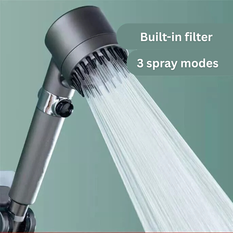 High Pressure Filtered Shower Head - Water-Saving, 3 Spray Modes
