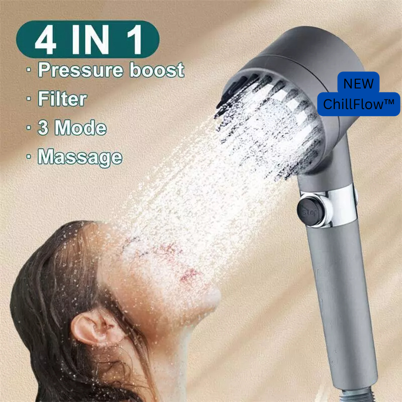 High Pressure Filtered Shower Head - Water-Saving, 3 Spray Modes