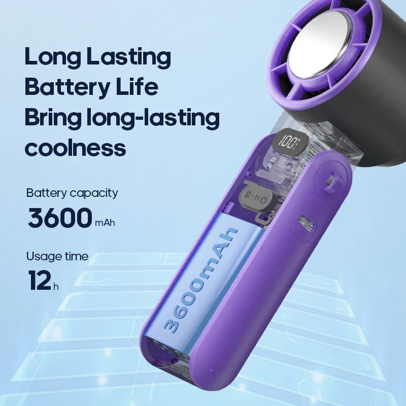 ChillFlow™ Turbo Handheld Fan – 3600mAh Rechargeable