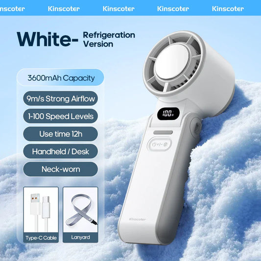 ChillFlow™ Turbo Handheld Fan – 3600mAh Rechargeable